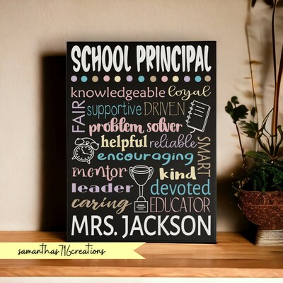 Personalized School Principal Office Sign Painted Canvas - image1